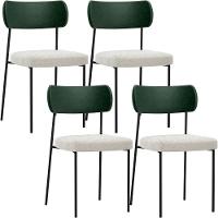 Kit 04 Cadeiras Sala De Jantar L02 Verde Musgo Bouclê Creme - 1