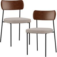 Kit 02 Cadeiras Sala De Jantar L02 Marrom Bege - 1