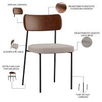 Kit 02 Cadeiras Sala De Jantar L02 Marrom Bege - 5