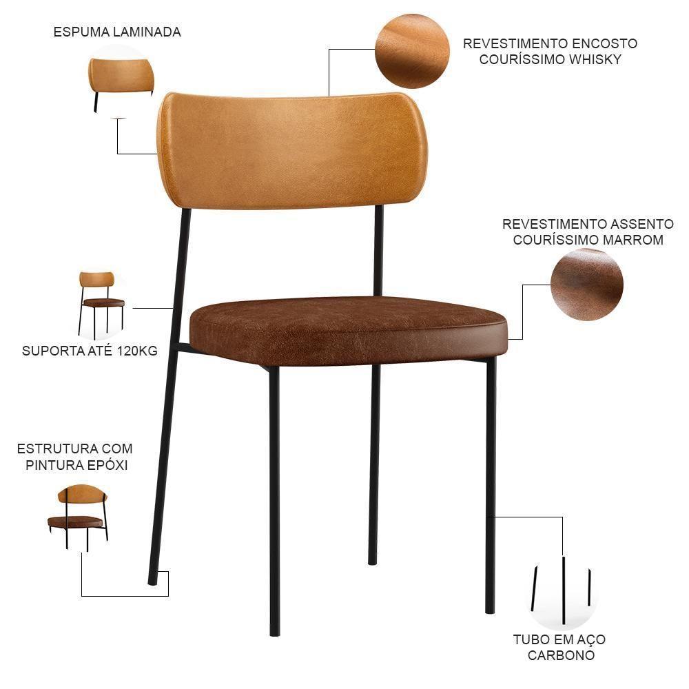 Cadeira Para Cozinha Sala De Jantar Melina L02 Marrom Whisky - 6