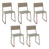 Kit 5 Cadeiras De Jantar Estofadas Angra - Cobre E Bege - Cor: Marrom - 1