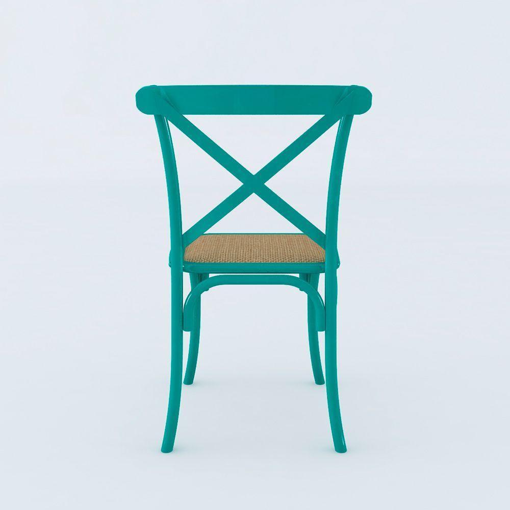 Kit 4 Cadeiras Katrina X Azul Turquesa Assento Bege Aço Asturias - Cor: Azul - 3