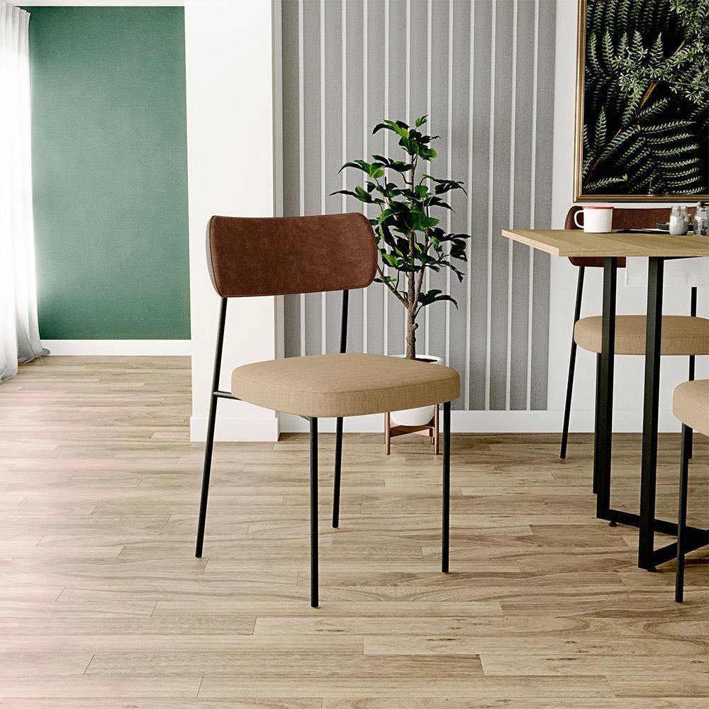 Kit 06 Cadeiras Sala De Jantar L02 Marrom Bege Escuro - 8