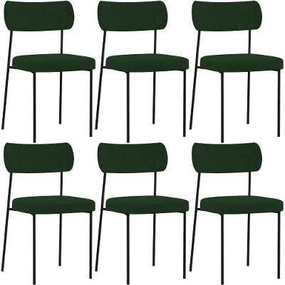 Kit 06 Cadeiras Sala De Jantar L02 Suede Verde Musgo