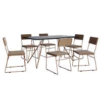 Kit 2 Cadeiras De Jantar Estofada Málaga Base Cobre Veludo Marrom - Cor: Marrom - 3