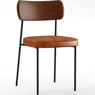 Cadeira Melina L02 em Aço Estofada em Couríssimo Marrom Camel para Sala de Jantar e Cozinha