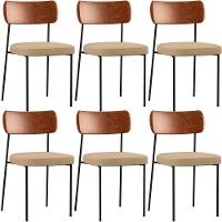 Kit 06 Cadeiras Sala De Jantar L02 Camel Bege Escuro - 1