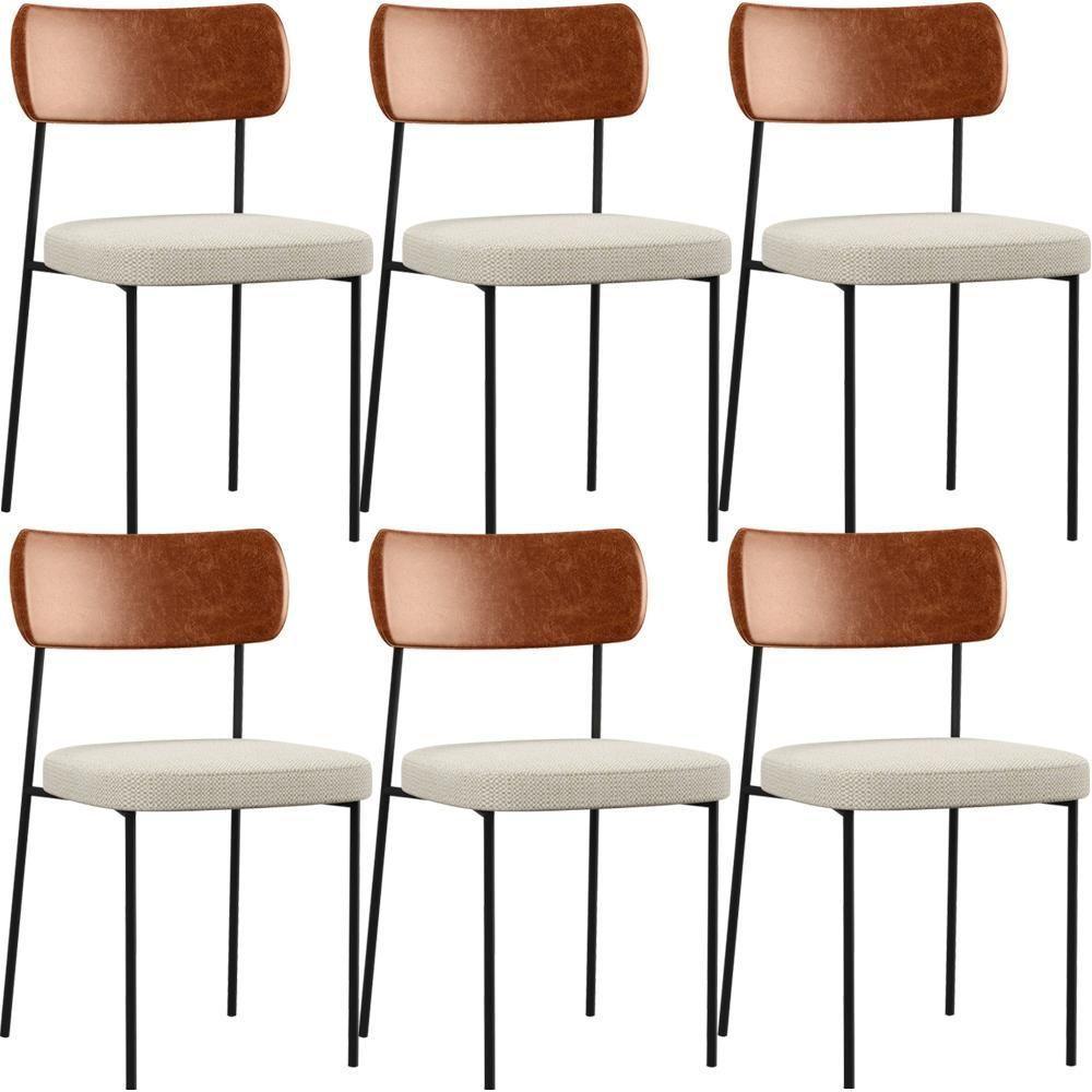 Kit 06 Cadeiras Sala De Jantar L02 Camel Champagne - 1