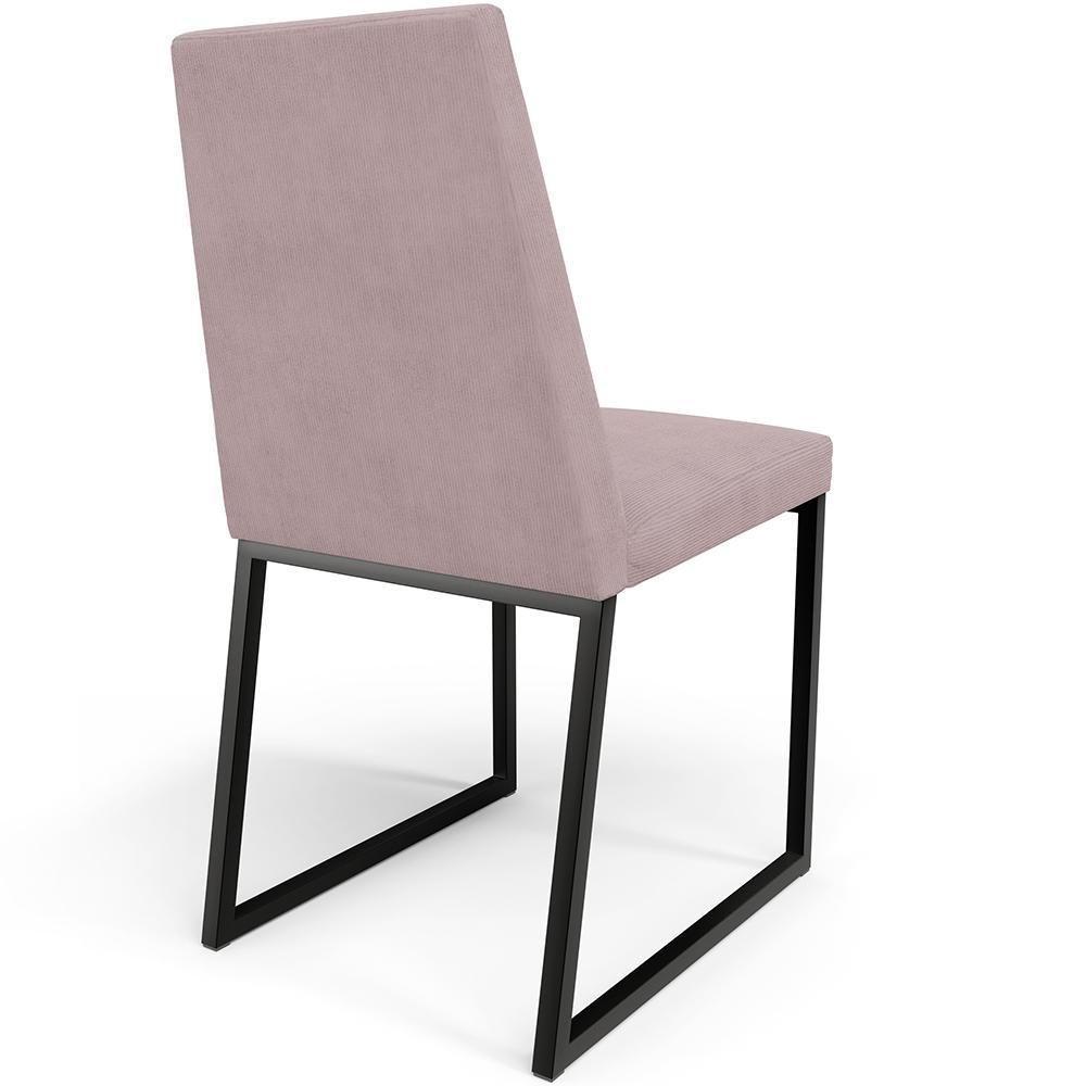 Kit 06 Cadeiras Sala De Jantar Preto L02 Suede Rosê - 2