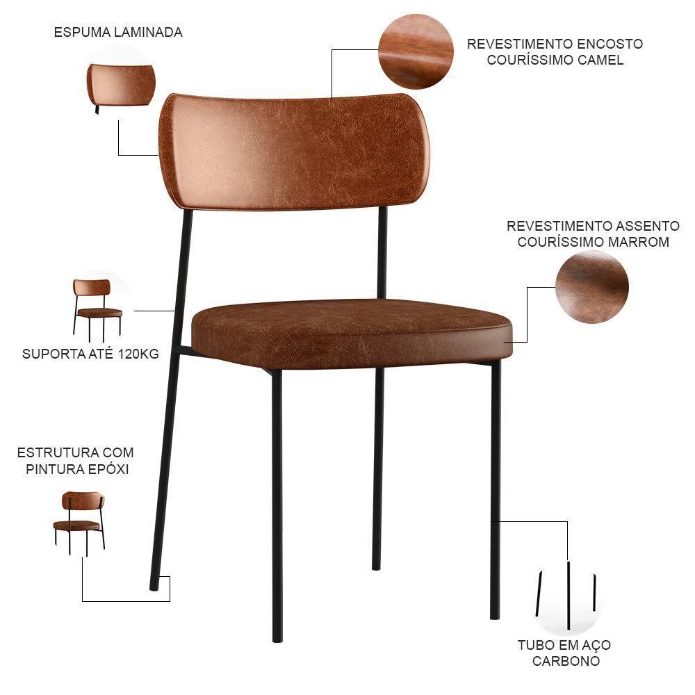 Cadeira Para Cozinha Sala De Jantar Melina L02 Camel Marrom - 6