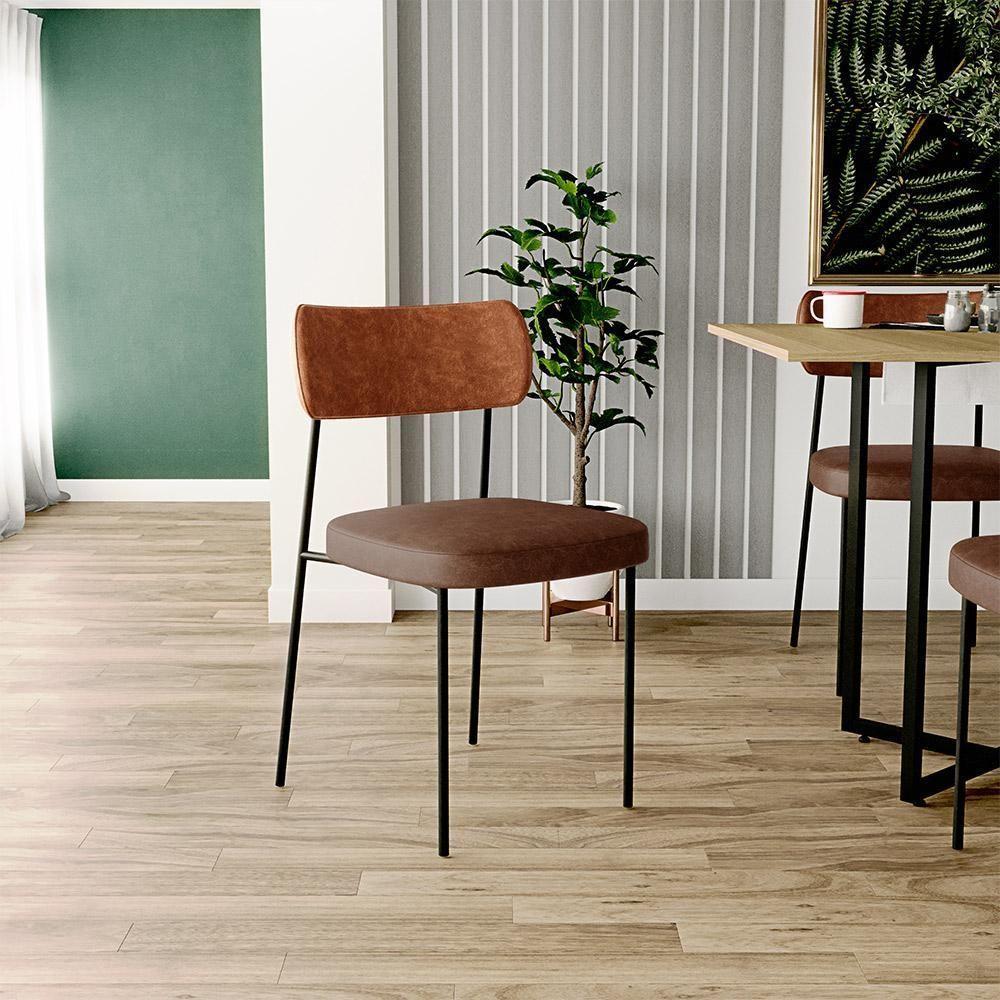 Cadeira Para Cozinha Sala De Jantar Melina L02 Camel Marrom - 7