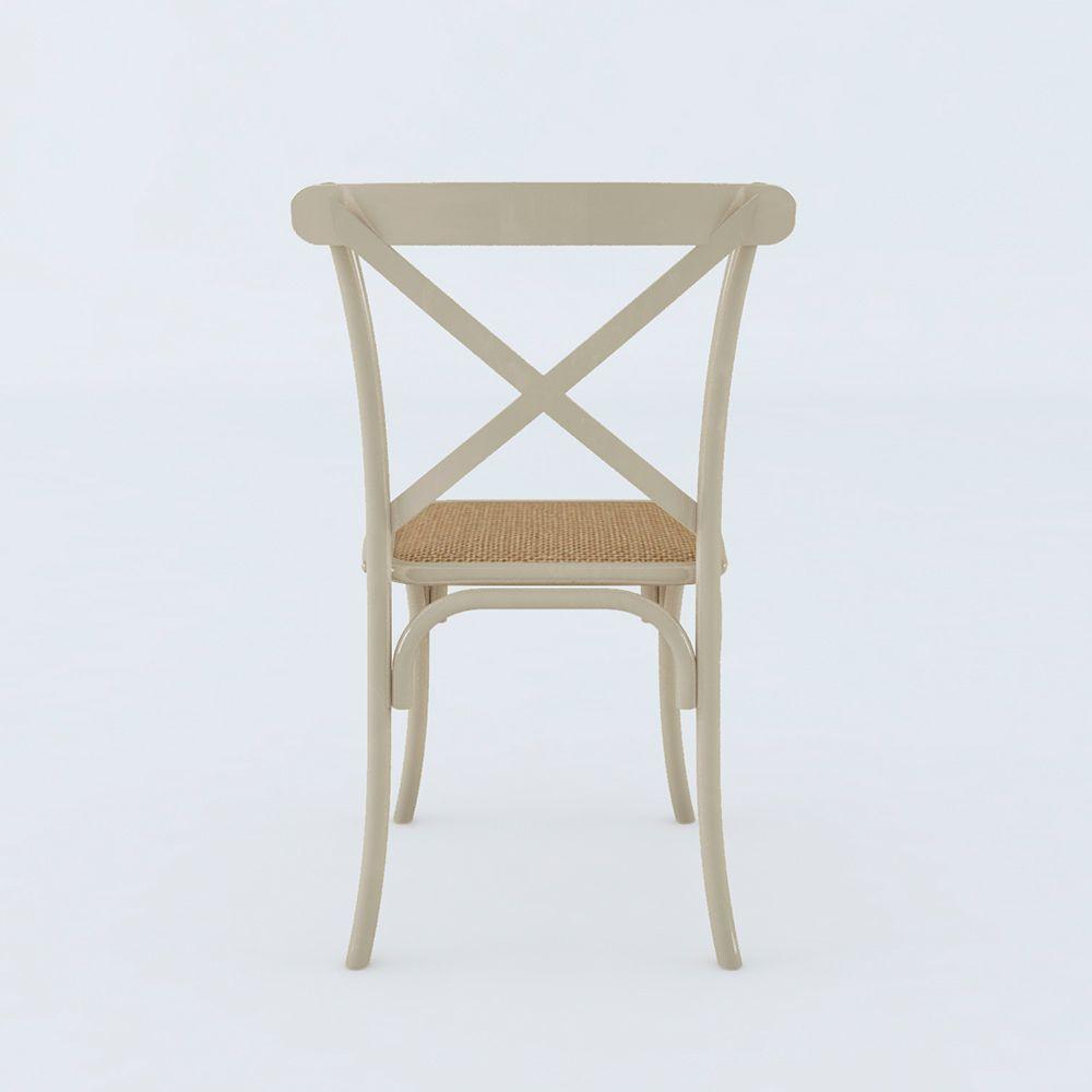 Kit 8 Cadeiras Katrina X Off White Assento Bege Aço Asturias - Cor: Branco - 3