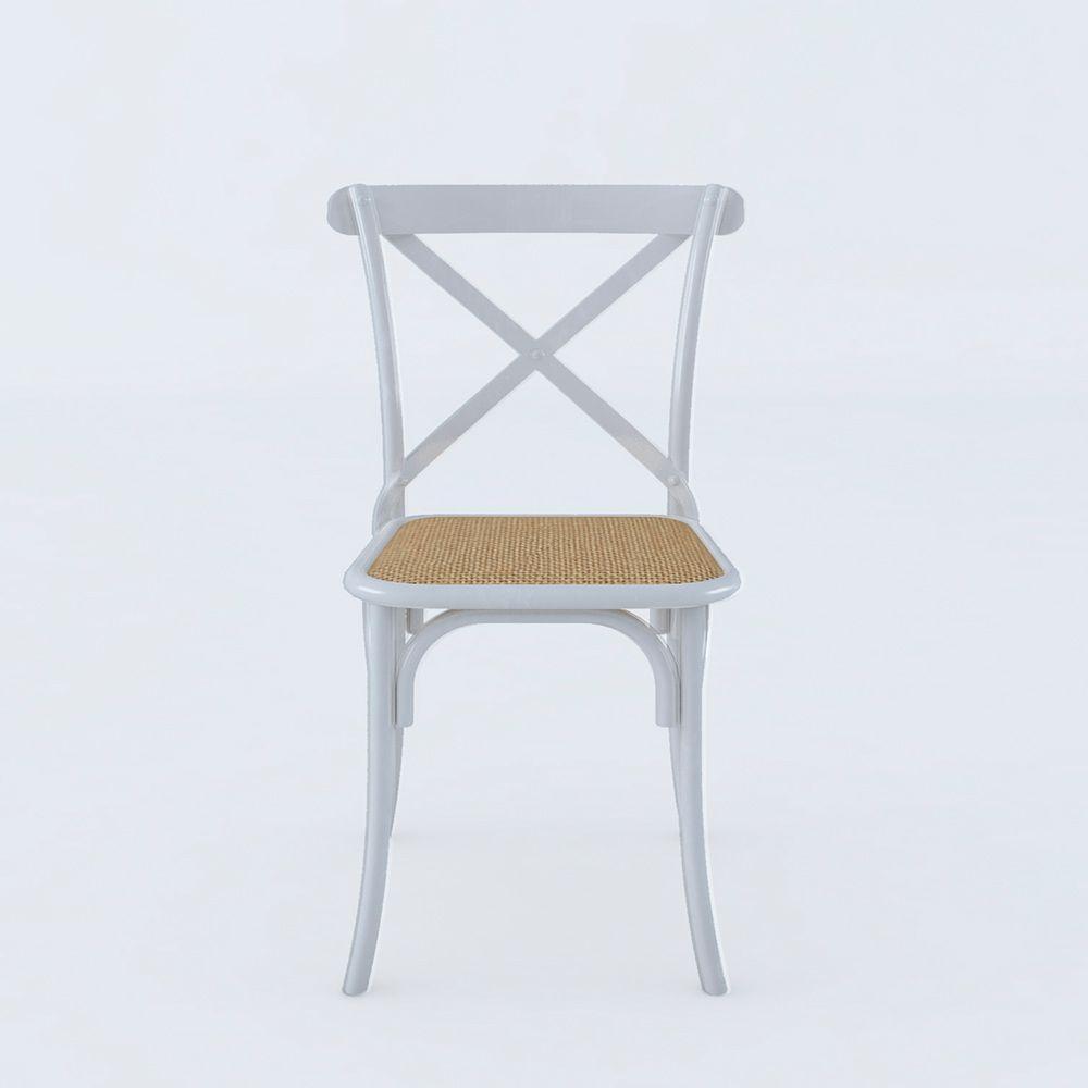 Kit 8 Cadeiras Katrina X Branca Assento Bege Aço Asturias - Cor: Branco - 5