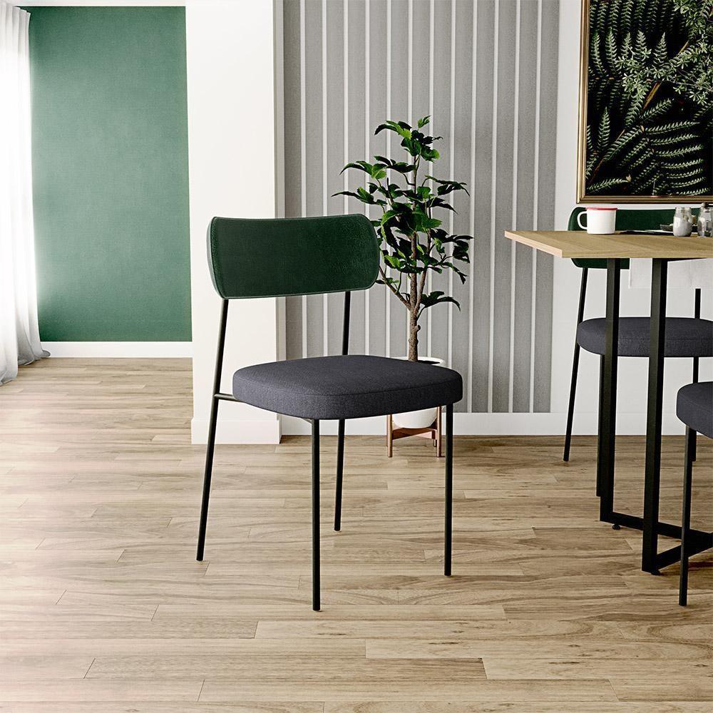 Kit 06 Cadeiras Sala De Jantar L02 Verde Musgo Chumbo - 7
