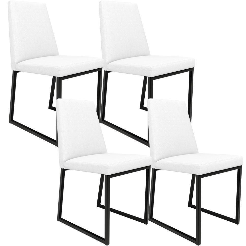 Kit 04 Cadeiras Sala De Jantar Preto L02 Corano Branco - 1