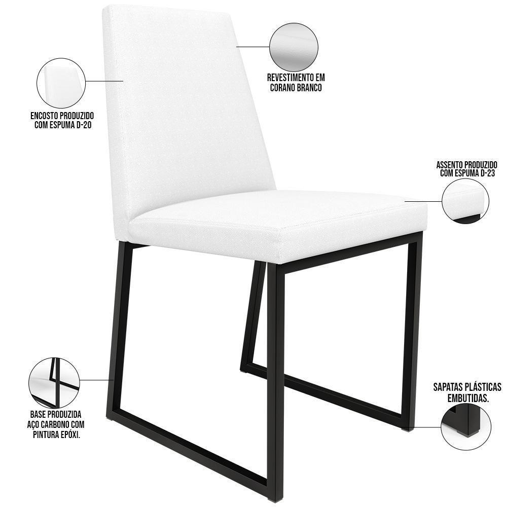 Kit 04 Cadeiras Sala De Jantar Preto L02 Corano Branco - 6