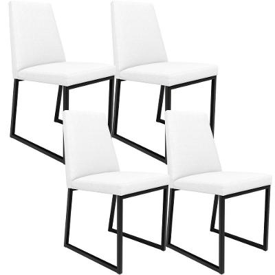 Kit 04 Cadeiras Sala De Jantar Preto L02 Corano Branco