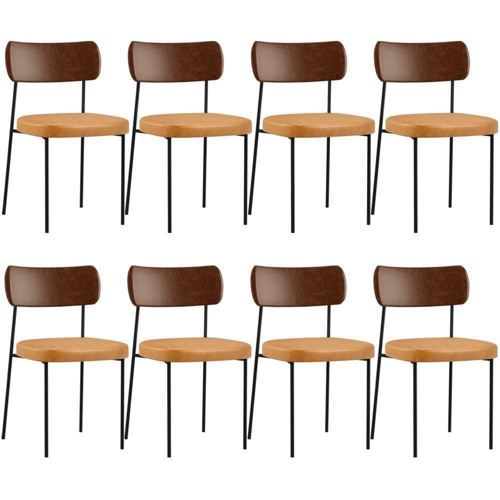 Kit 08 Cadeira Para Sala De Jantar Melina L02 Whisky Camel - 1