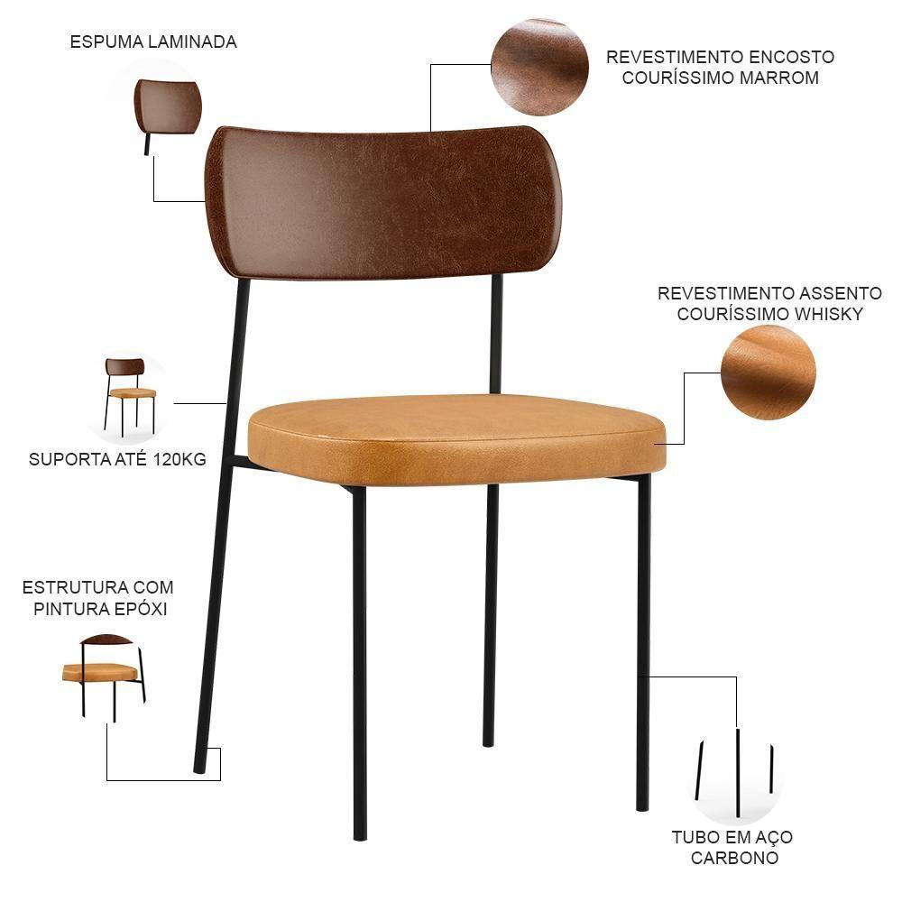 Kit 08 Cadeira Para Sala De Jantar Melina L02 Whisky Camel - 6