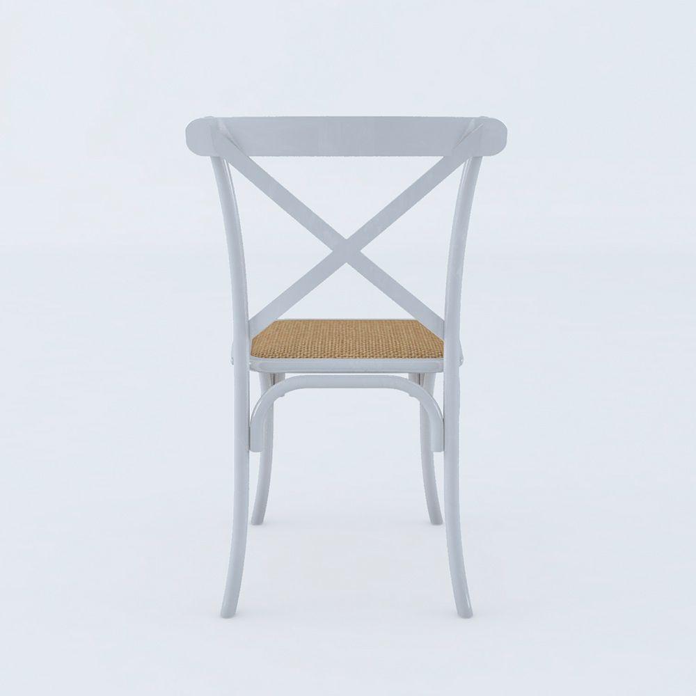 Kit 4 Cadeiras Katrina X Branca Assento Bege Aço Asturias - Cor: Branco - 3