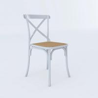 Kit 4 Cadeiras Katrina X Branca Assento Bege Aço Asturias - Cor: Branco