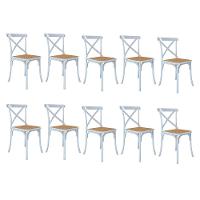 Kit 10 Cadeiras Katrina X Branca Assento Bege Aço Asturias - Cor: Branco - 1