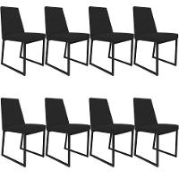 Kit 08 Cadeiras Sala De Jantar Preto L02 Suede Preto - 1