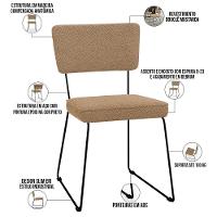 Kit 04 Cadeiras Decorativa Estofada Para Sala De Jantar Base Em Aço Allana L02 Bouclê Mostarda - 7