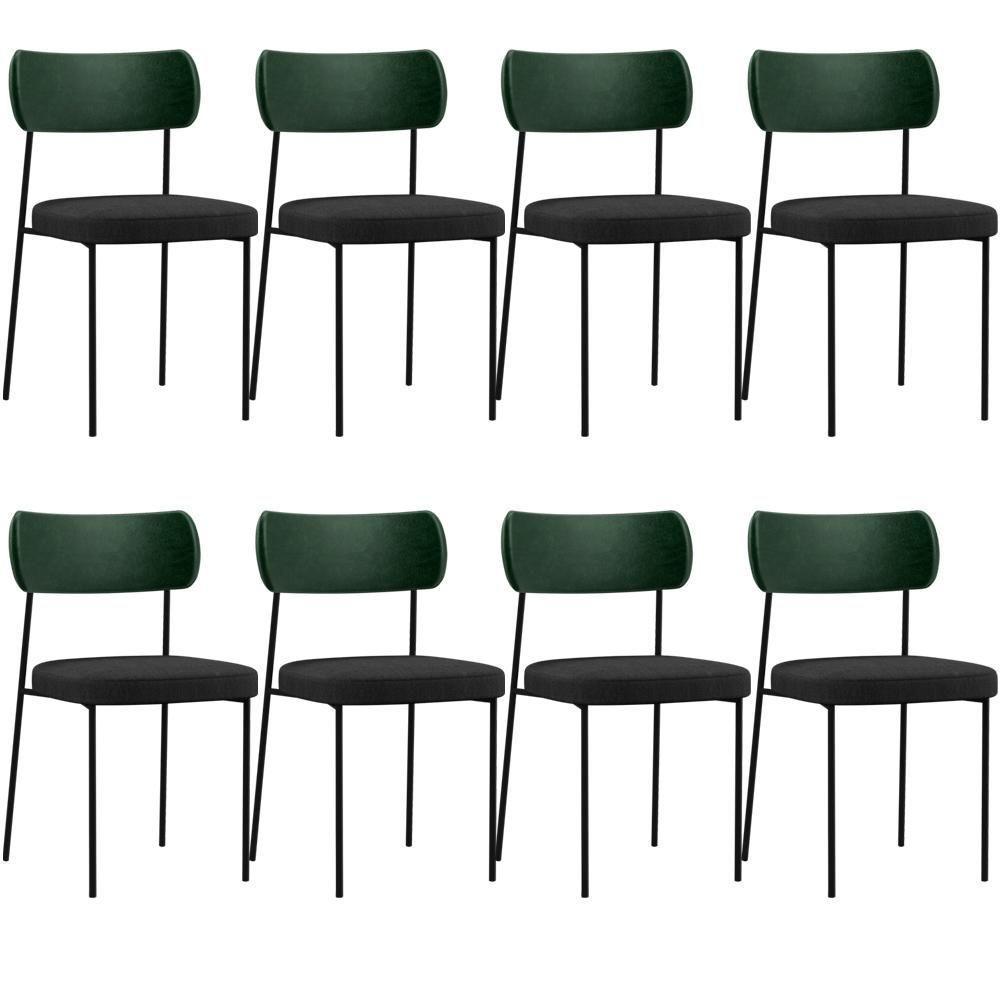 Kit 08 Cadeiras Para Sala De Jantar L02 Verde Musgo Chumbo - 1