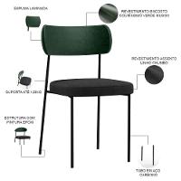 Kit 08 Cadeiras Para Sala De Jantar L02 Verde Musgo Chumbo - 6