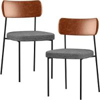 Kit 02 Cadeiras Sala De Jantar L02 Camel Cinza Escuro - 1