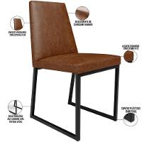 Cadeira Para Sala De Jantar Base Aço Preto L02 Marrom - 1
