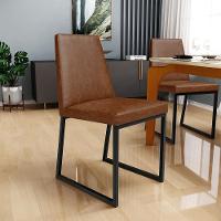 Cadeira Para Sala De Jantar Base Aço Preto L02 Marrom - 2