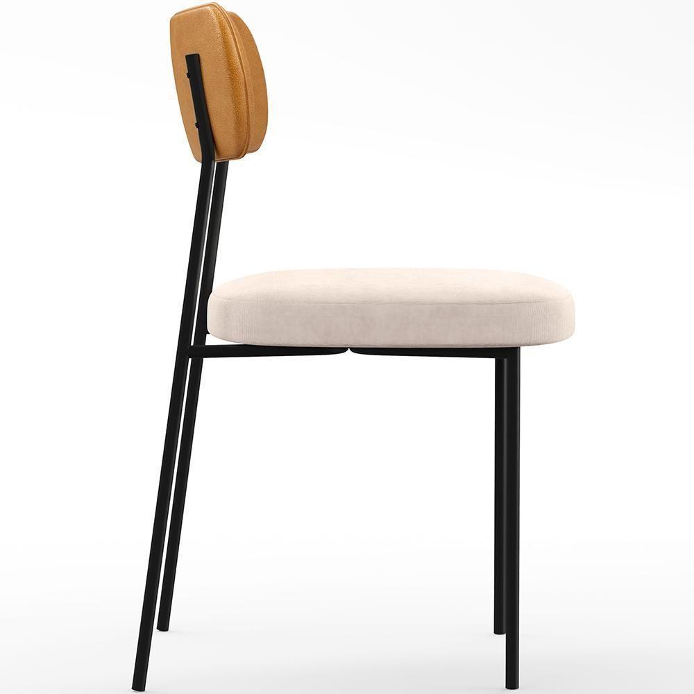 Kit 06 Cadeiras Sala De Jantar L02 Whisky Suede Bege - 4