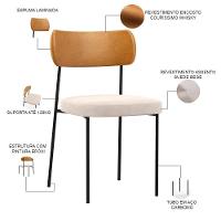 Kit 06 Cadeiras Sala De Jantar L02 Whisky Suede Bege - 6
