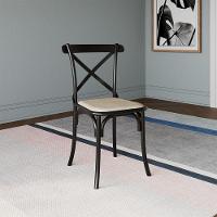 Kit 4 Cadeiras Katrina Preta Assento Corano Bege Aço Asturias - Cor: Bege - 4