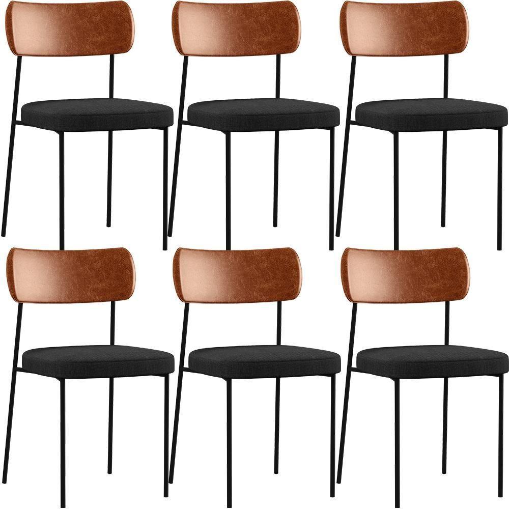 Kit 06 Cadeiras Para Sala De Jantar Melina L02 Camel Chumbo - 1