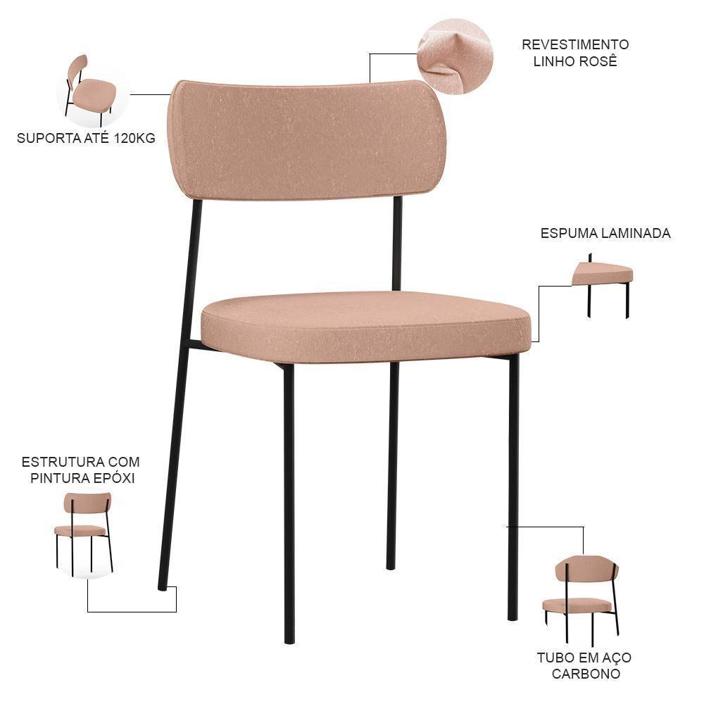 Kit 02 Cadeiras Para Sala De Jantar L02 Rosê - 7