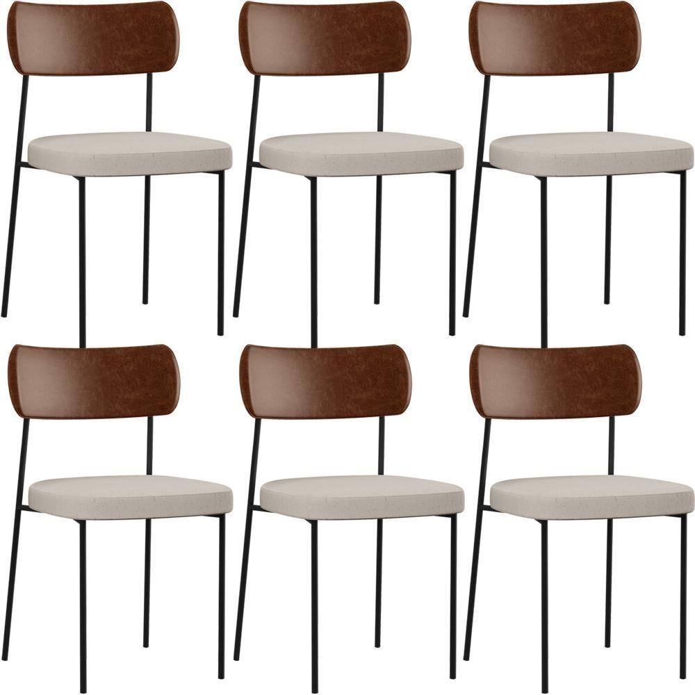 Kit 06 Cadeiras Para Sala De Jantar Melina L02 Marrom Cru - 1