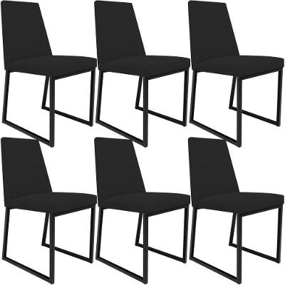 Kit 06 Cadeiras Para Sala De Jantar L02 Suede Preto