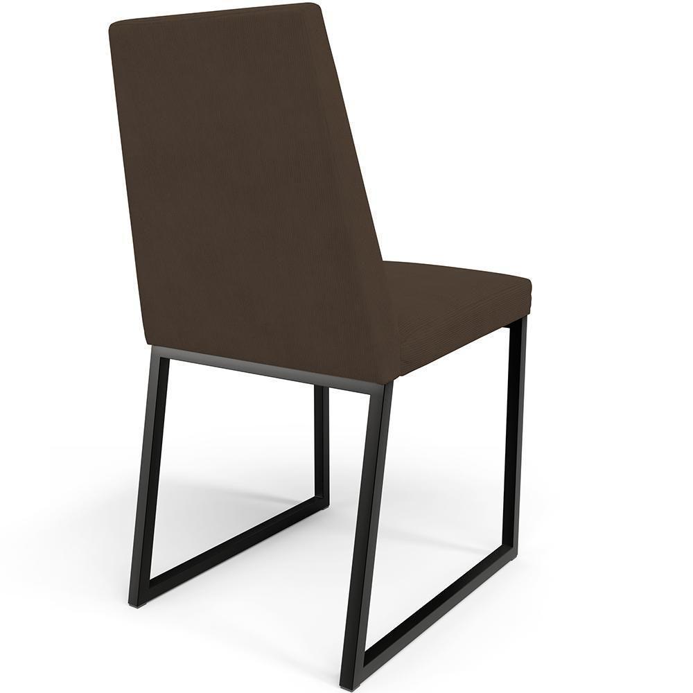 Cadeira Para Sala De Jantar Base Aço Preto L02 Suede Marrom - 2