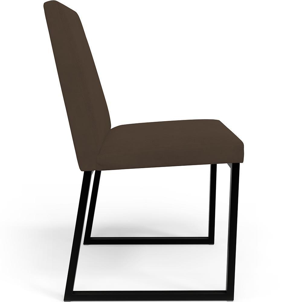 Cadeira Para Sala De Jantar Base Aço Preto L02 Suede Marrom - 3