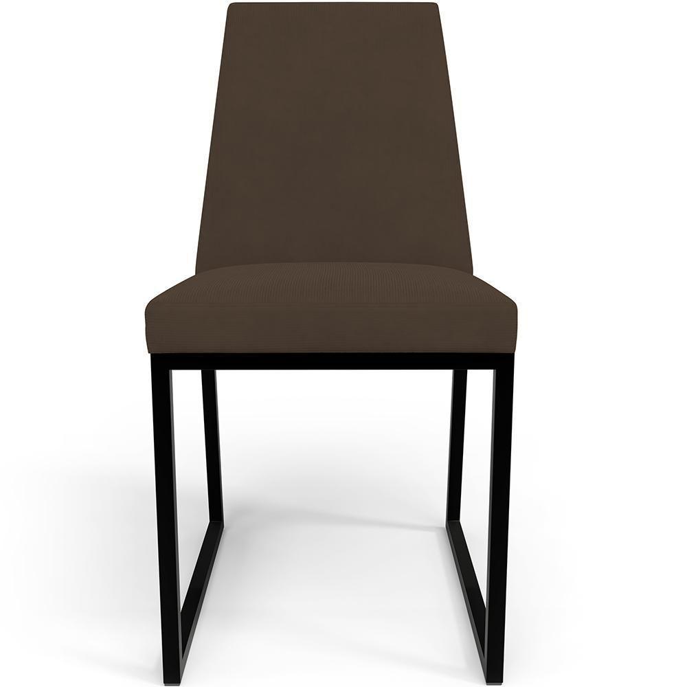 Cadeira Para Sala De Jantar Base Aço Preto L02 Suede Marrom - 4
