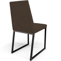 Cadeira Para Sala De Jantar Base Aço Preto L02 Suede Marrom - 2