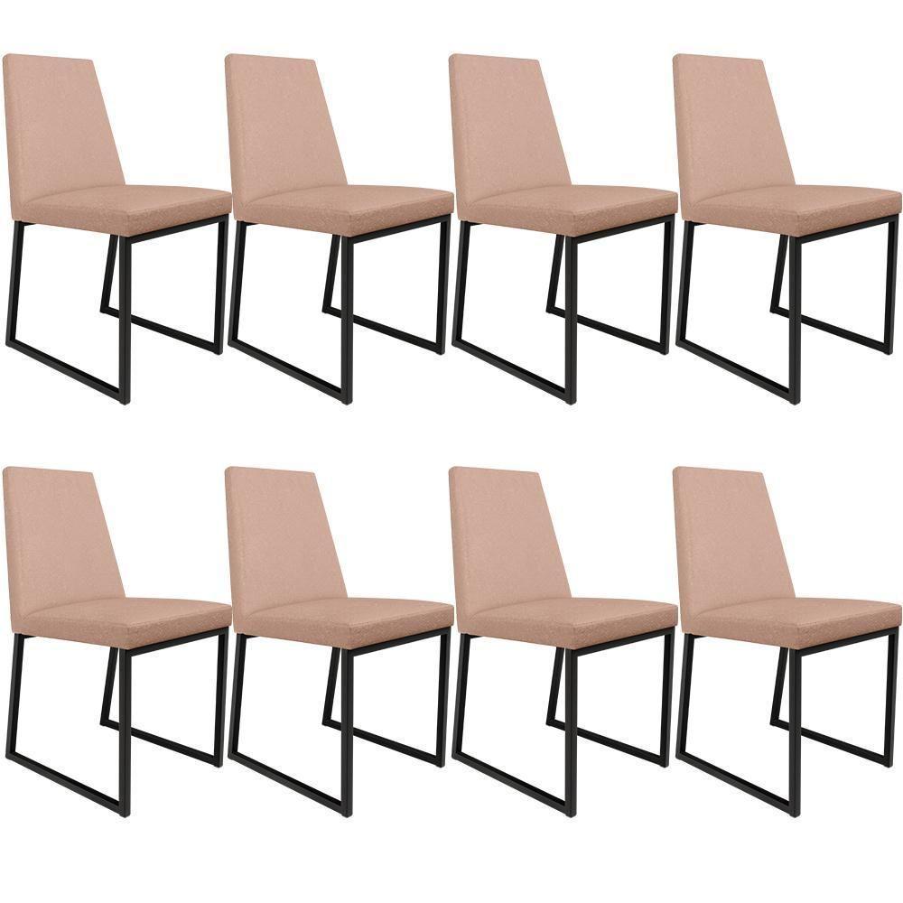 Kit 08 Cadeiras Sala De Jantar Preto L02 Rosê - 1