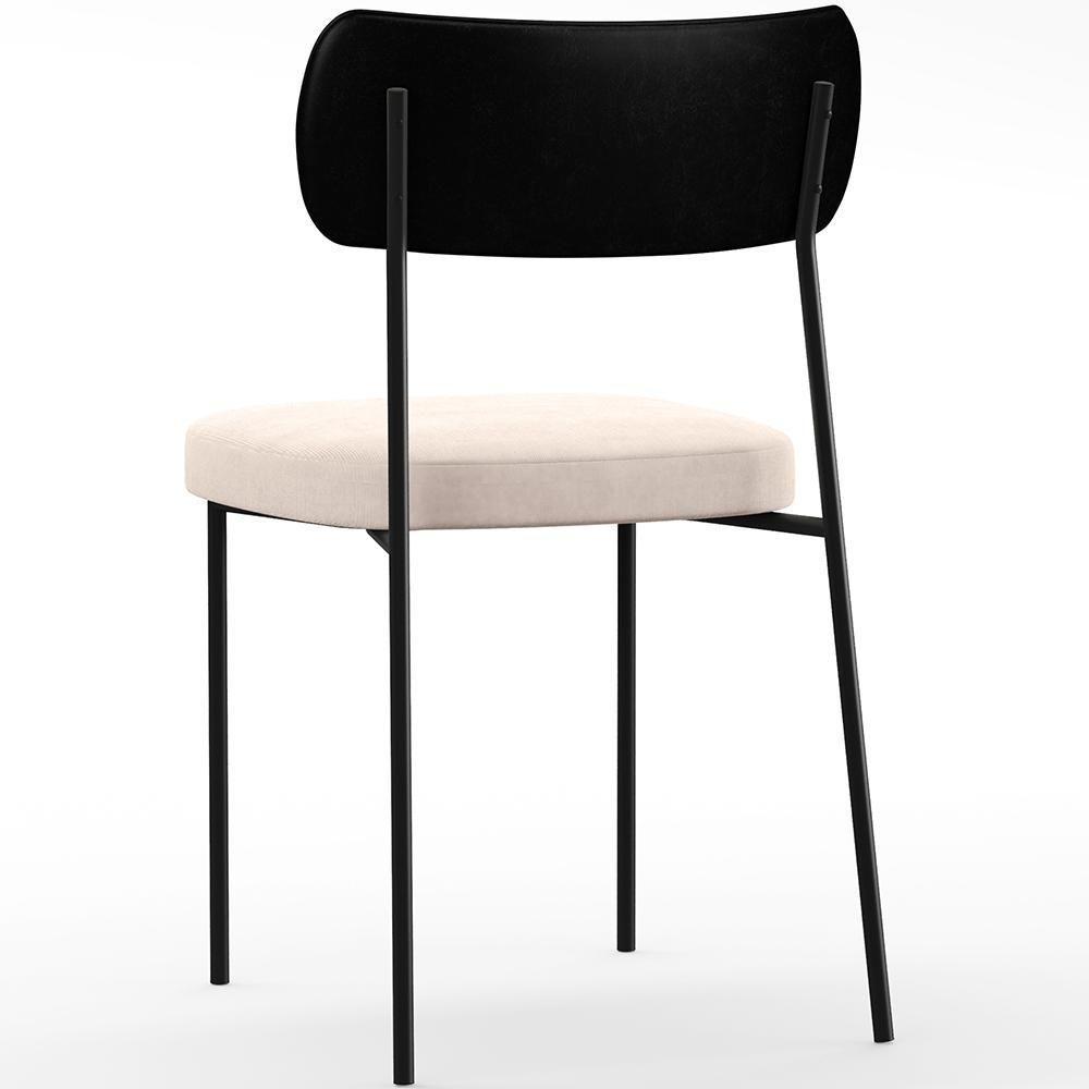 Kit 08 Cadeiras Sala De Jantar L02 Preto Suede Bege - 2