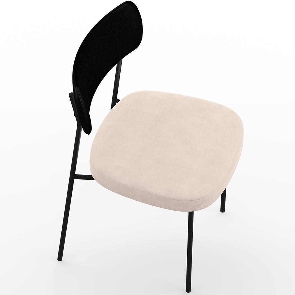 Kit 08 Cadeiras Sala De Jantar L02 Preto Suede Bege - 3