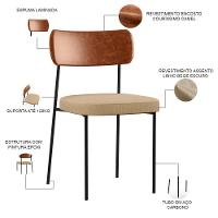 Kit 04 Cadeiras Sala De Jantar L02 Camel Bege Escuro - 6