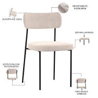 Kit 02 Cadeiras Para Sala De Jantar L02 Suede Bege - 11