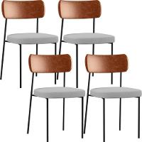 Kit 04 Cadeiras Para Sala De Jantar Melina L02 Camel Cinza - 1